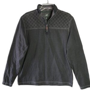 G.H. Bass Co Mens Size M 1/4 Zip Front Long Sleeve Sweatshirt Gray Quilted Chest
